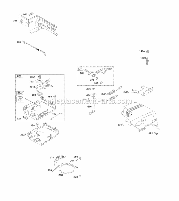Controls Governor Spring Diagram and Parts List for 210332-0036-E9  Briggs and Stratton Engine